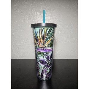 STARBUCKS Tropical Series Floral HAWAII TEAL TUMBLER 24oz Flowers Floral 2017